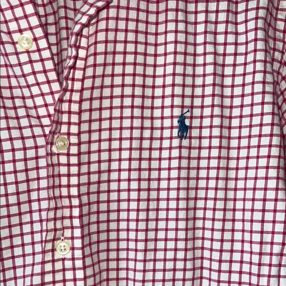 Ralph Lauren Red and White Casual Button Down Shirt SZ Large - Picture 5 of 7